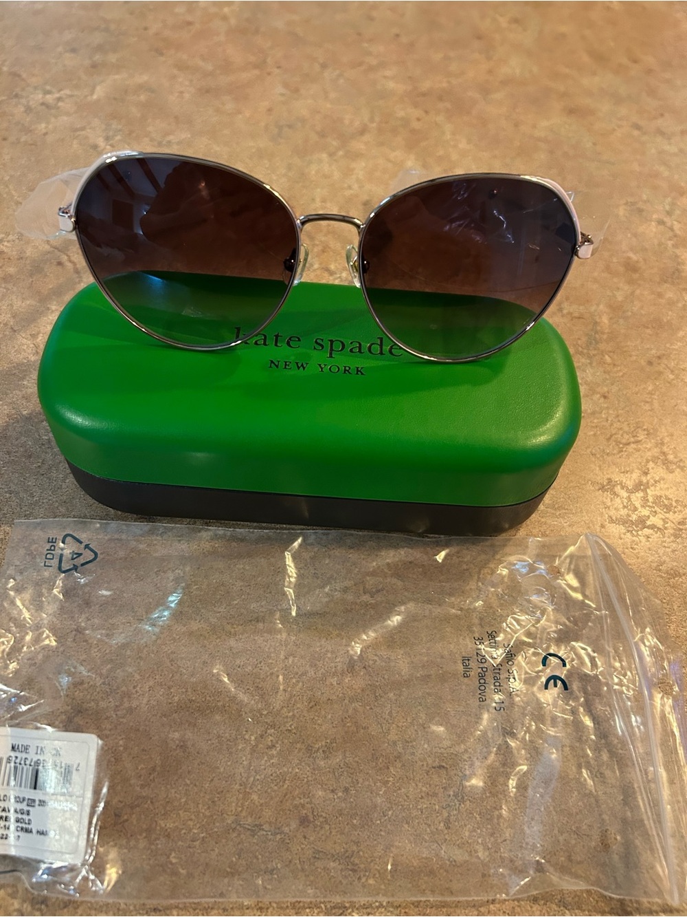 kate spade Silver Frame Sunglasses with Brown Gradient Lenses